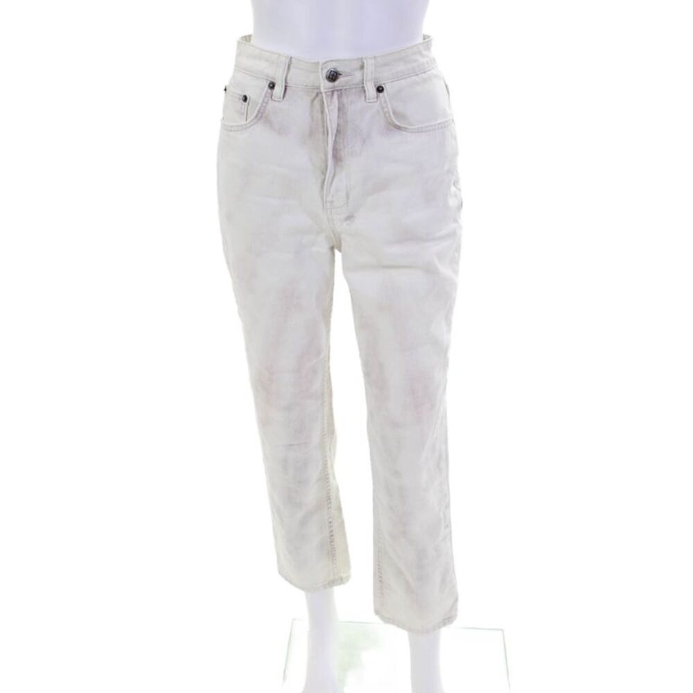 Tsubi Womens Cotton Tie-Dye High-Rise Tapered Denim Jeans White Size 26